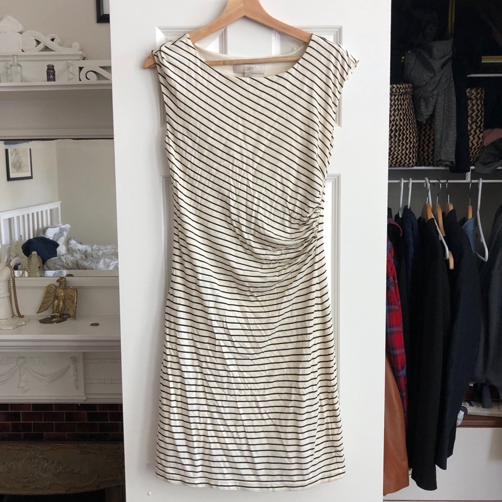 Super flattering Anne Taylor LOFT striped dress